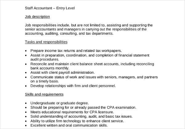 staff accountant job description template