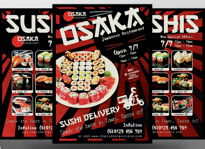14 Restaurant Takeaway Flyer Templates Psd Free Premium Sushi Delivery And Takeaway Flyer Template