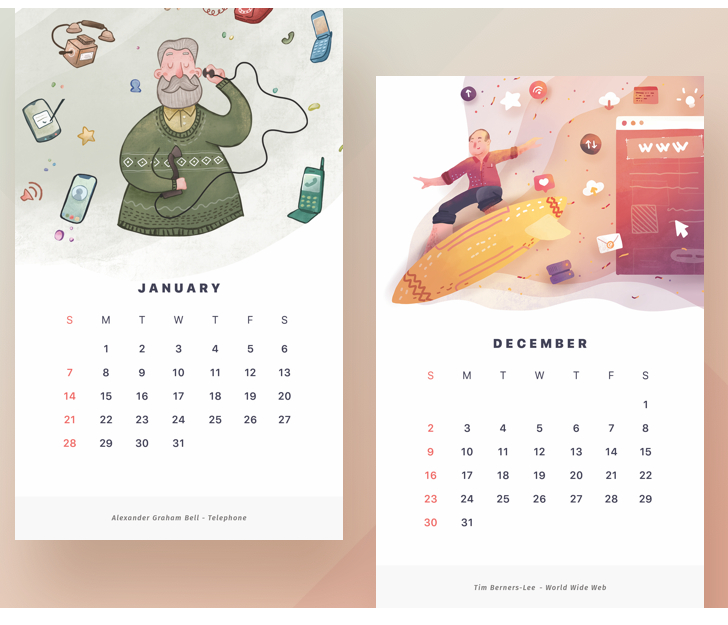 watercolor 2018 calendar design