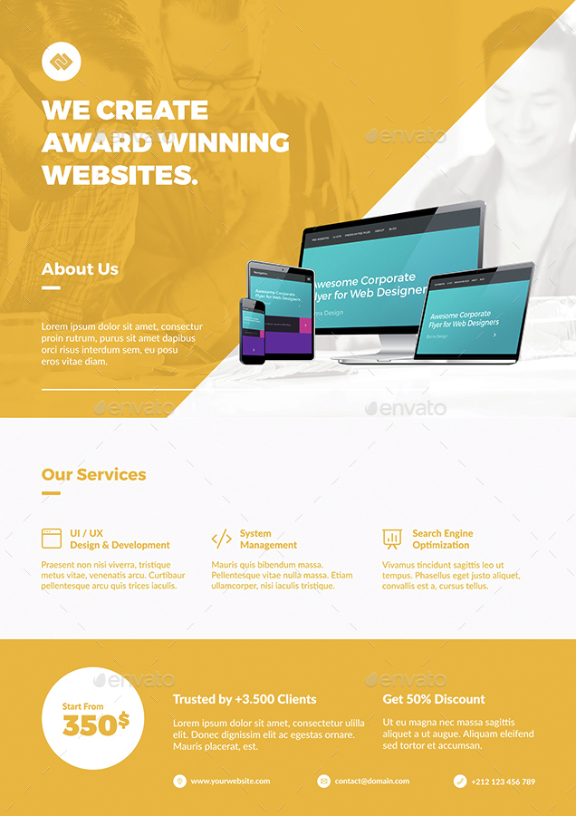 clean web designer flyer