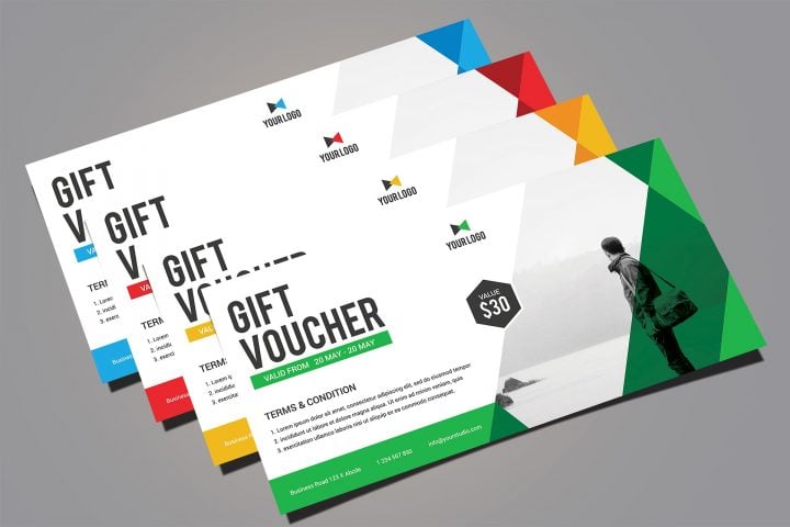 free fashion gift voucher design template mock up psd