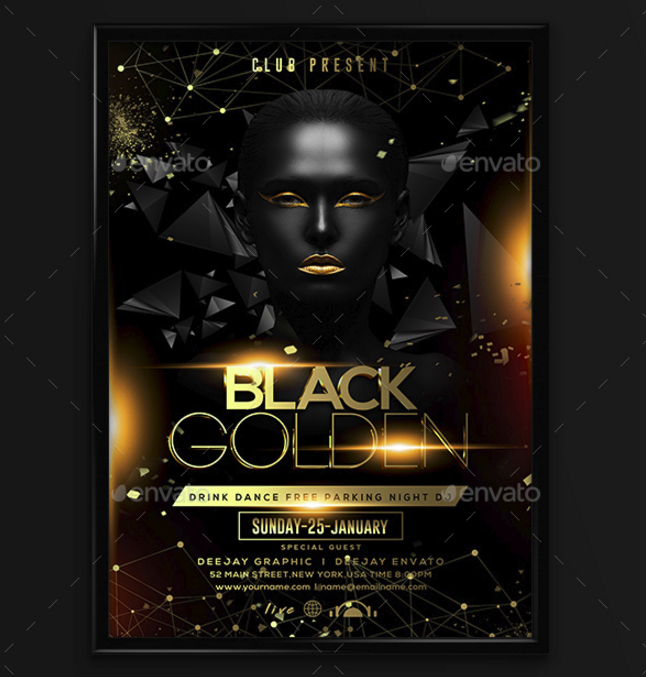 golden black club flyer