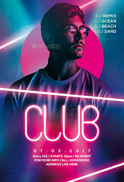 neon lights club flyer