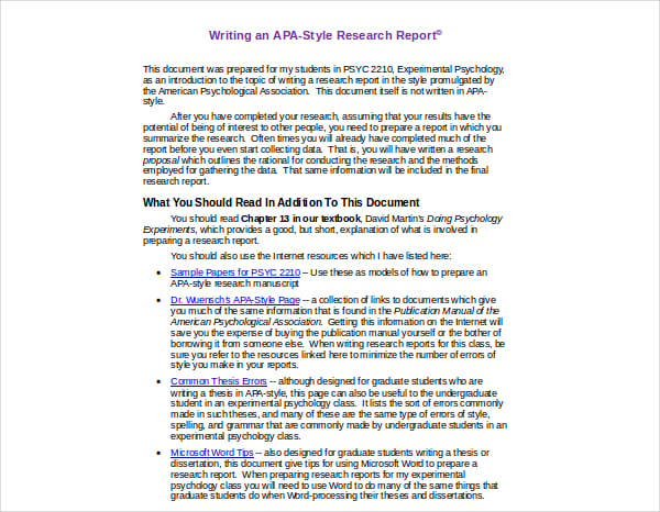 apa style research report