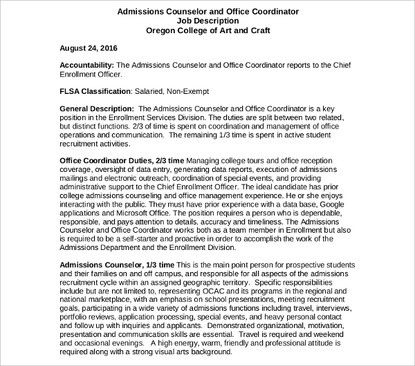 10+ Admissions Counselor Job Description Templates PDF, DOC