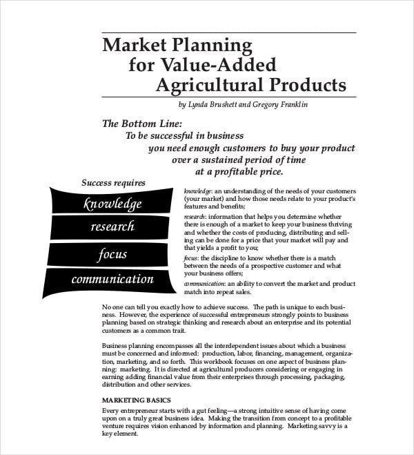 agricultural products market planning