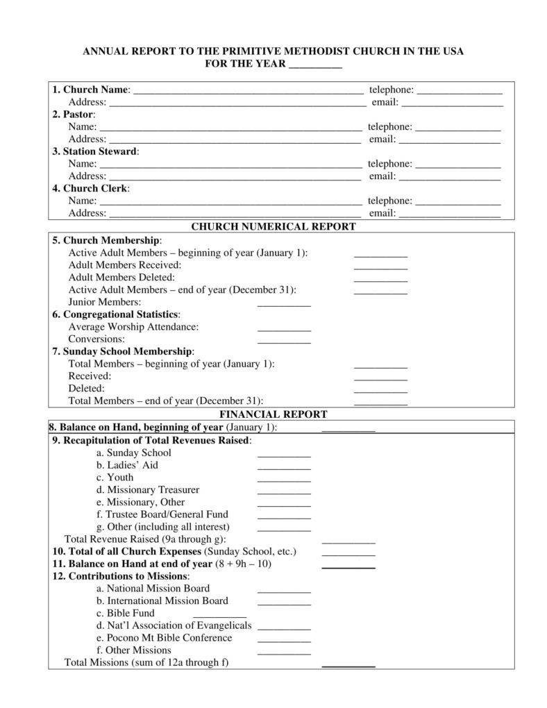 Church Annual Report Template Word