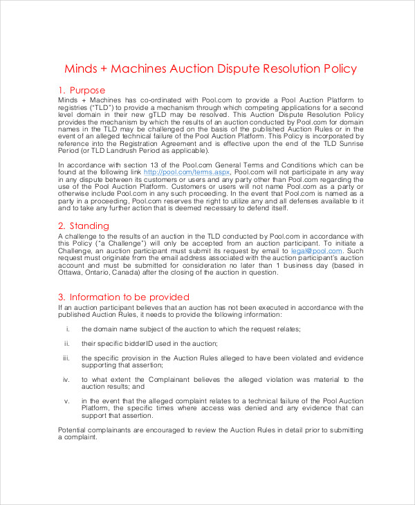 10 Dispute Resolution Policy Templates Pdf Doc