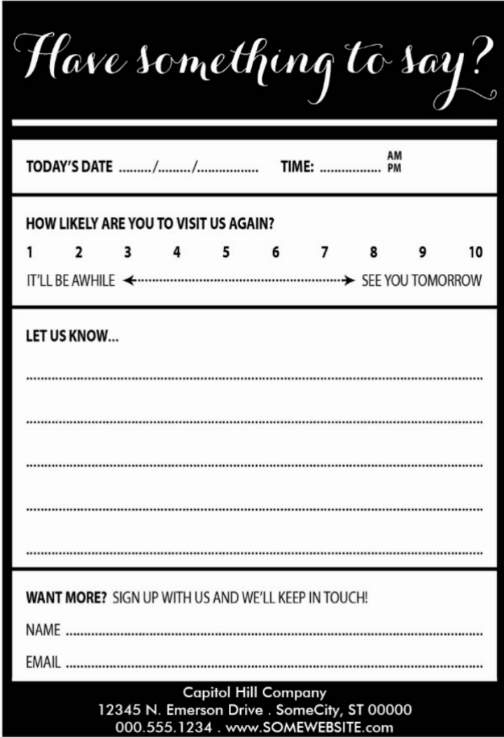 Restaurant Comment Cards Template from images.template.net