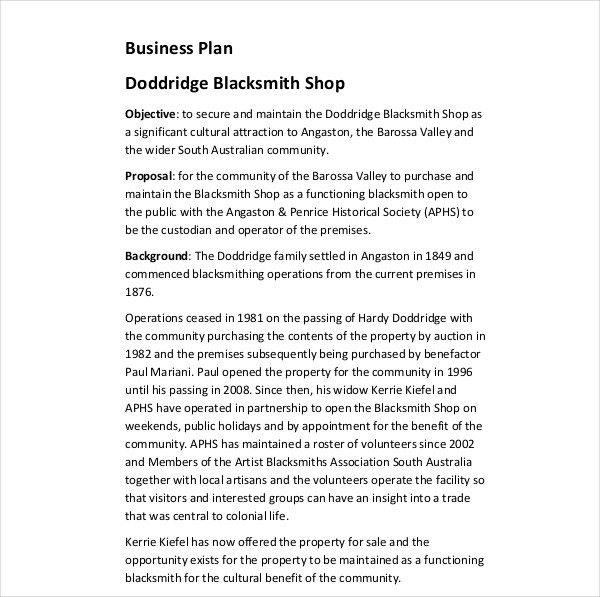 job shop business plan