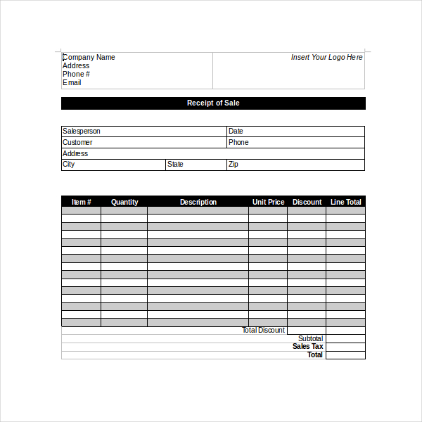 sales receipt template