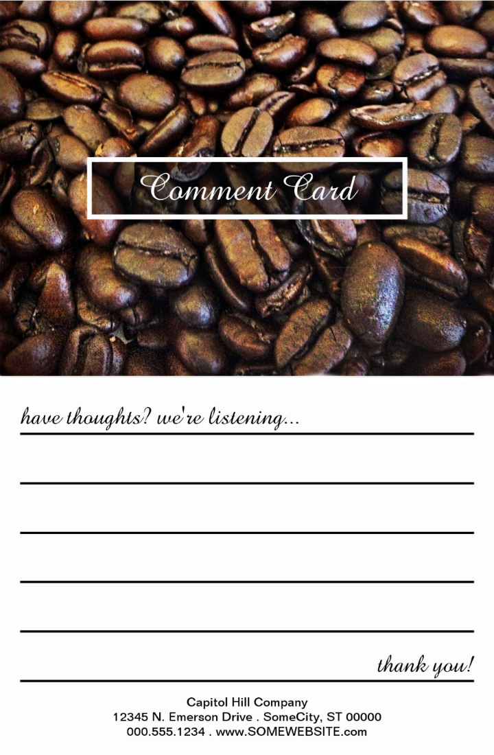 cafe restaurant guest comment card template