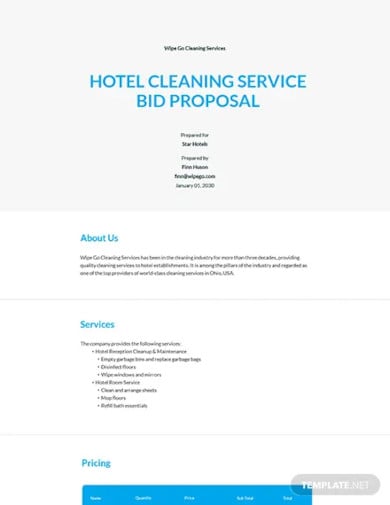 cleaning service bid proposal template