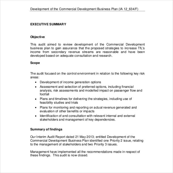 commercial property development business plan pdf