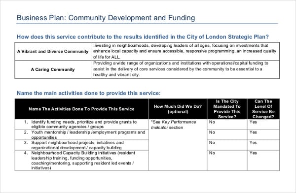 community centre business plan pdf