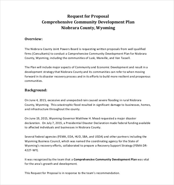 community development request praposal plan