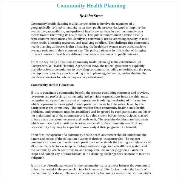 community health development plan