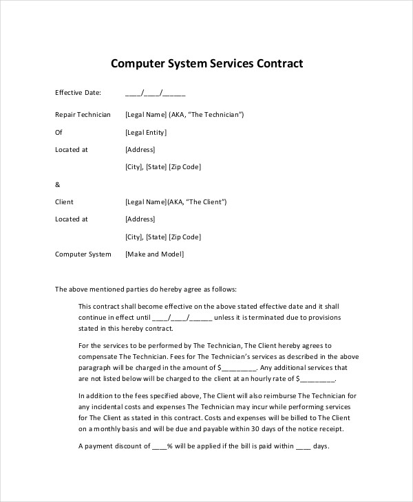 5+ Computer Service Agreements PDF, DOC