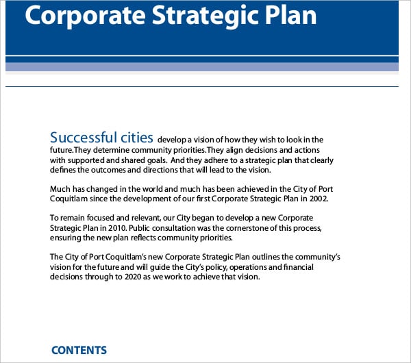 corporate strategic plan example