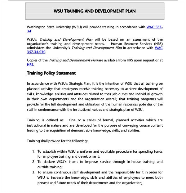 corporate training plan