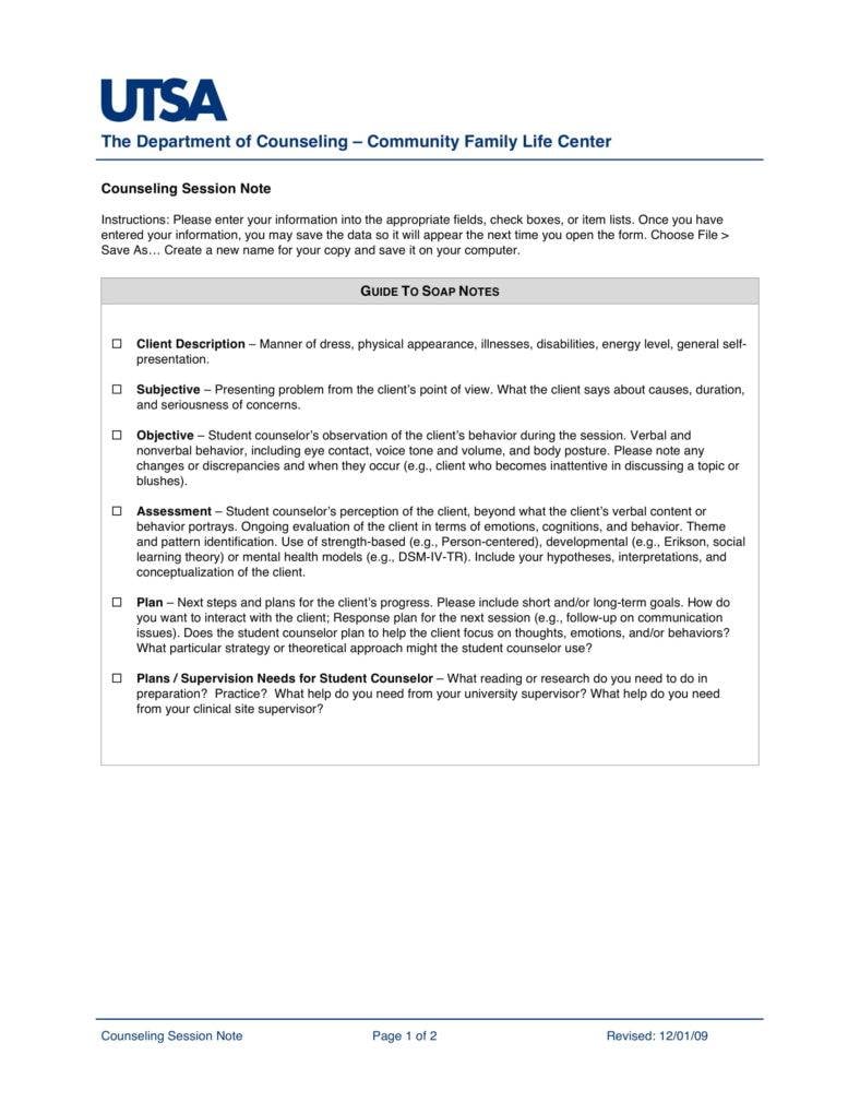 8+ Counseling Note Templates PDF