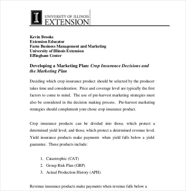 crop insurance decisions marketing plan