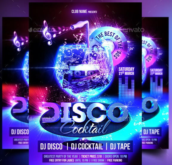 disco cocktail flyer template