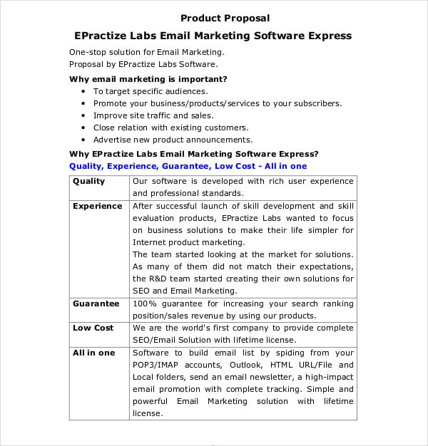email marketing software proposal