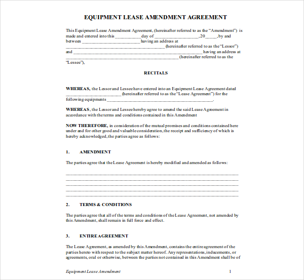 10+ Equipment Lease Agreement Templates