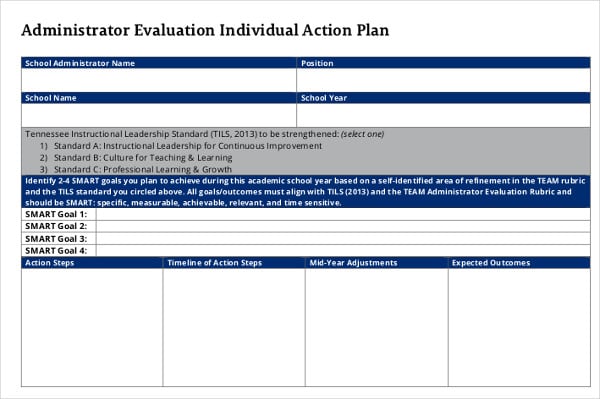 evaluation individual action plan