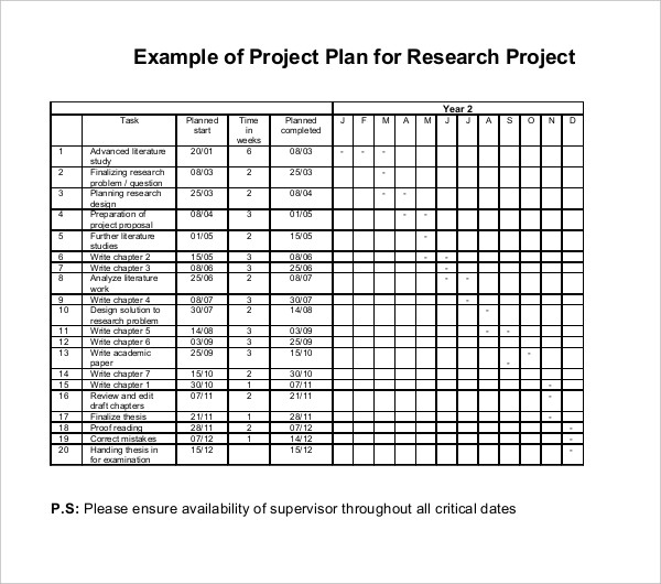 research project work plan template