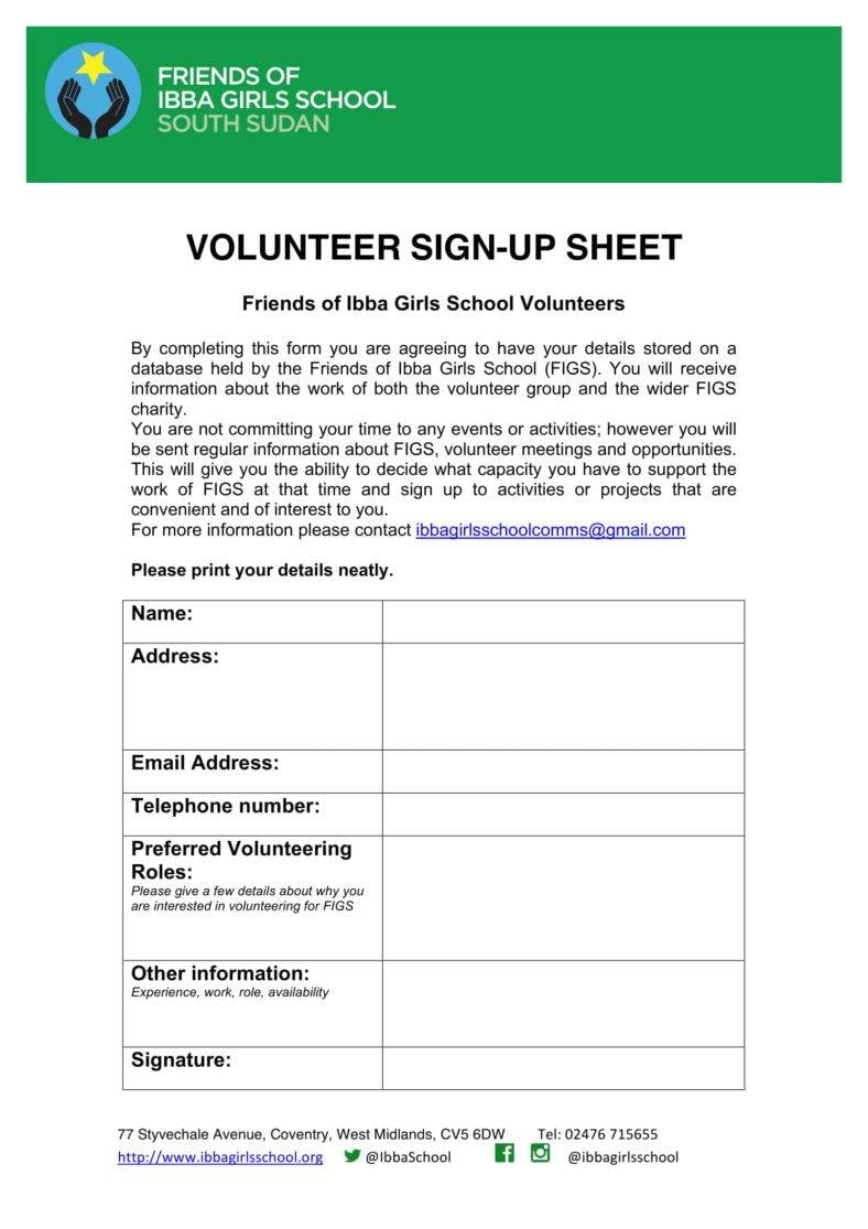10+ Volunteer SignUp Sheet Templates PDF Free & Premium Templates