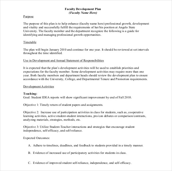 8+ Faculty Development Plan Templates - PDF, DOC