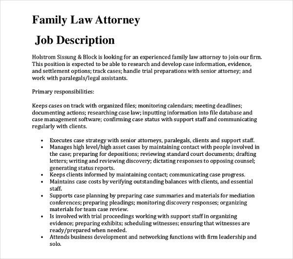 10+ Lawyer Job Description Templates PDF, DOC