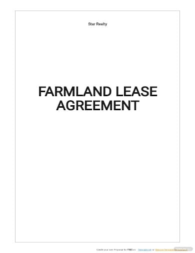 farm land lease agreement template