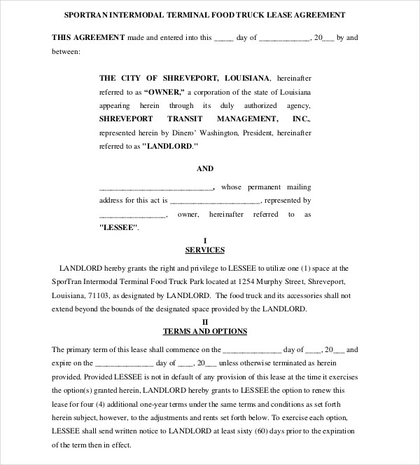 8 truck lease agreement templates pdf doc free