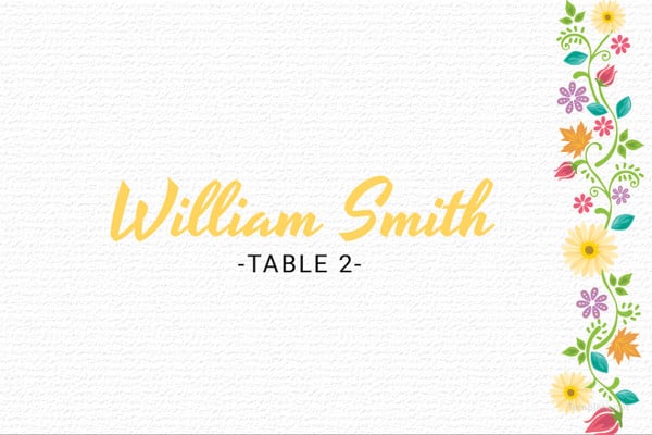 free multi place wedding name card template
