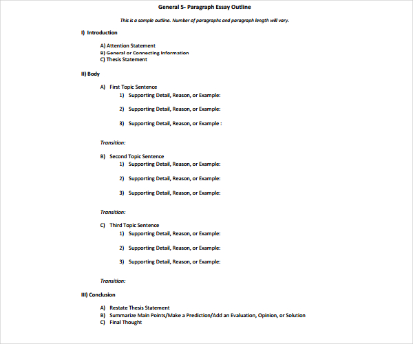 3 General Essay Outline Templates PDF