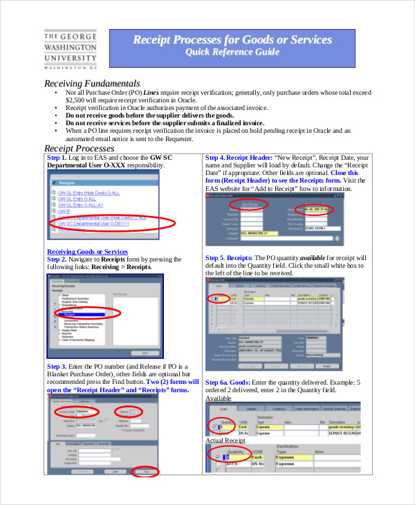 goods and services purchase receipt