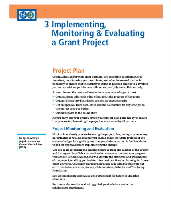 grant project implimenting plan
