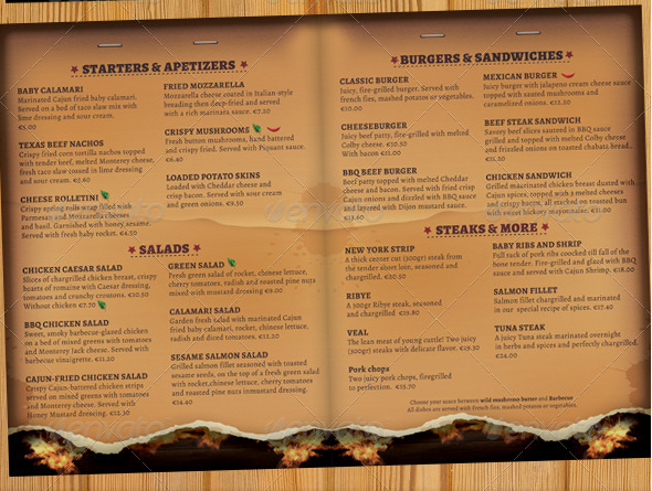 grill restaurant menu template