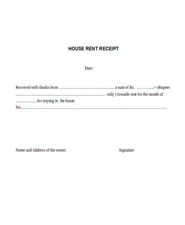 house rent receipt sample