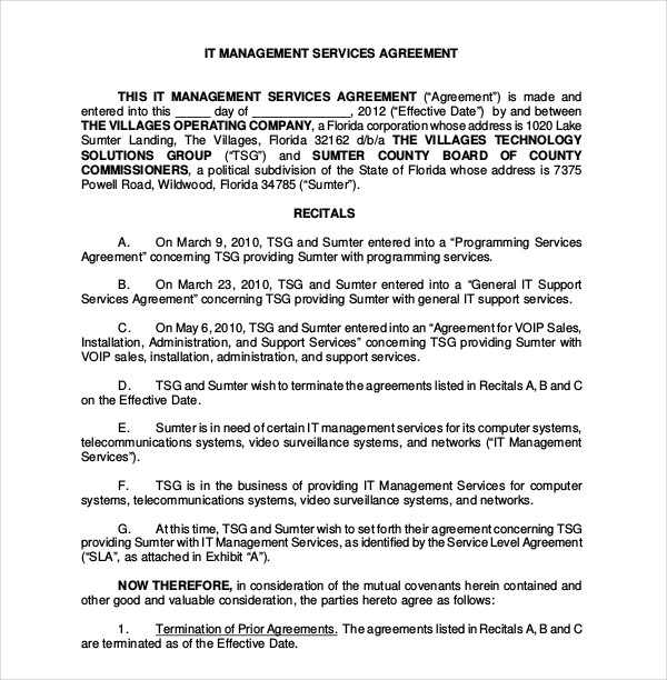 it management services agreement