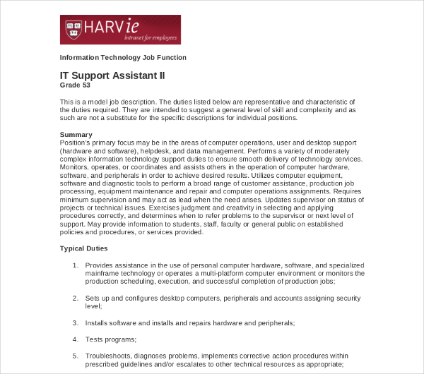 10+ IT Job Descriptions Templates PDF, DOC