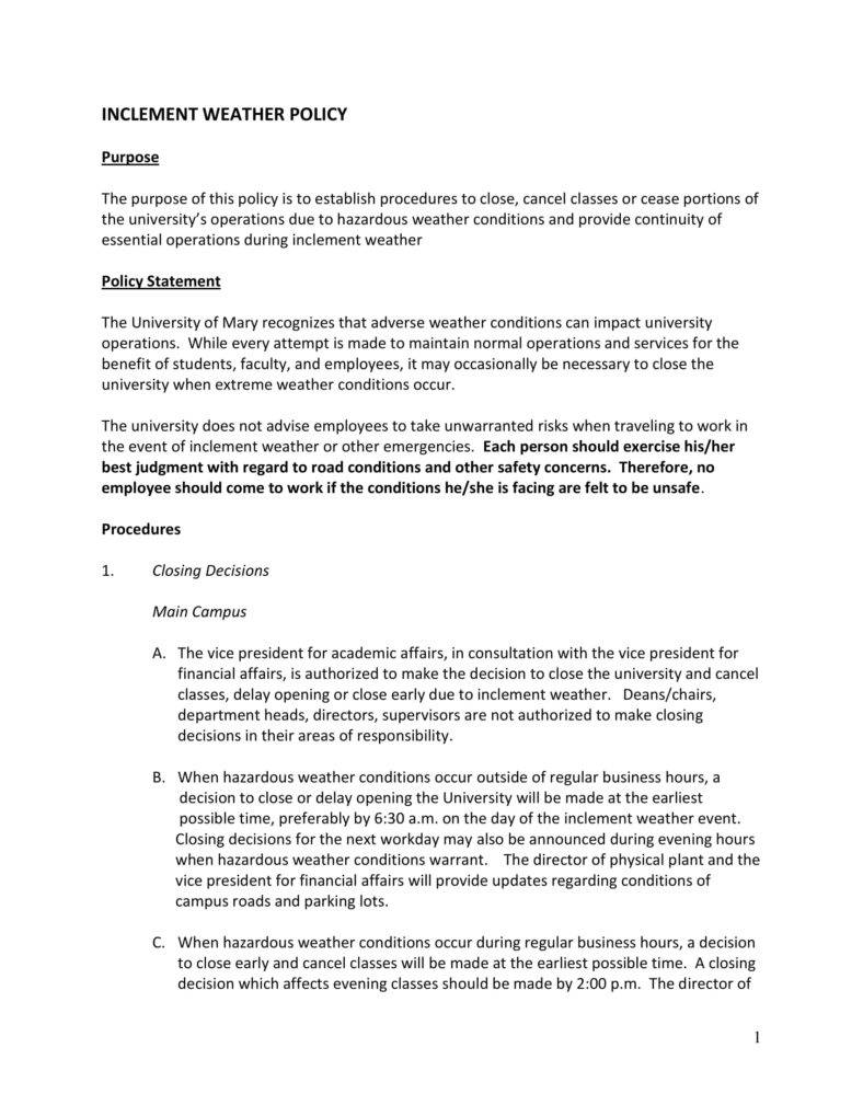 11+ Inclement Weather Policy Templates PDF