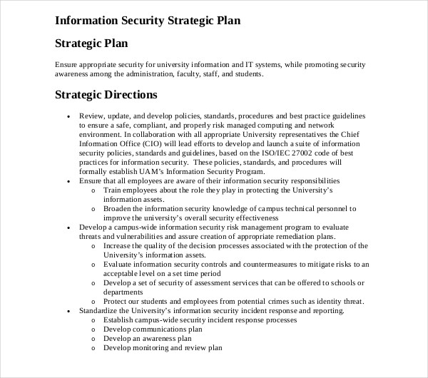 information security strategic plan example