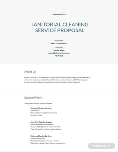 janitorial cleaning services proposal template