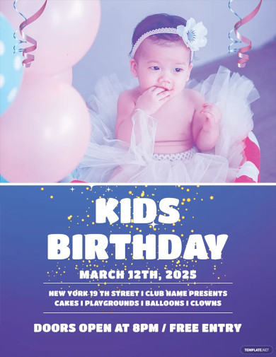 kids birthday party flyer template