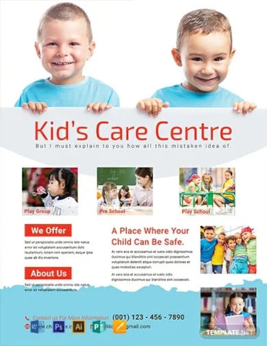 kids care center flyer template