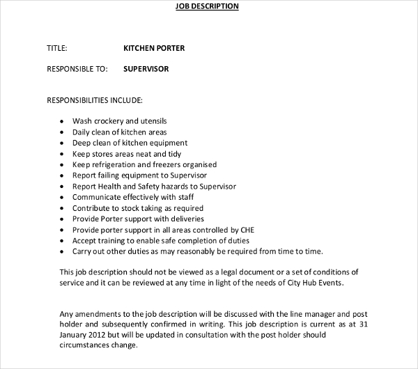 10+ Porter Job Description Templates PDF, DOC